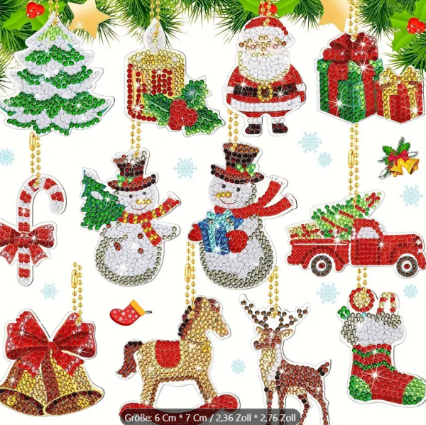 Diamond Painting  12 Stück- Weihnachtsschmuck